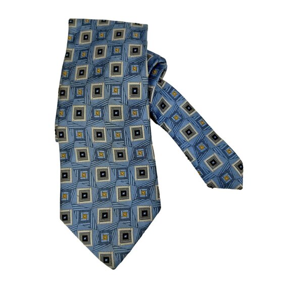 Jos. A. Bank Signature Collection Mens Geometric Blue Silk Tie - Picture 3 of 7